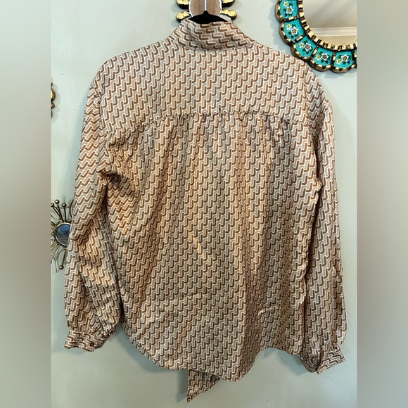 Joie Joslin Tie Neck Silk Printed Blouse Premium Label Quiet Luxury Size Large - Picture 7 of 8